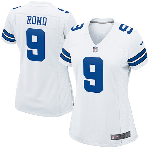 Women's Game Tony Romo Nike Jersey White Road - #9 NFL Dallas Cowboys